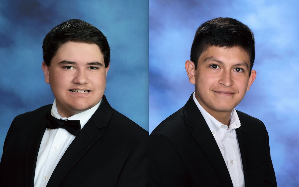 William Floyd School District's 2021 valedictorian Christian Reilly (left) and salutatorian Dorian DeLeon.